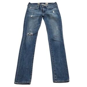 AG‎ Adriano Goldschmied Stilt Cigarette Leg Distressed Jeans Size 25R USA Made